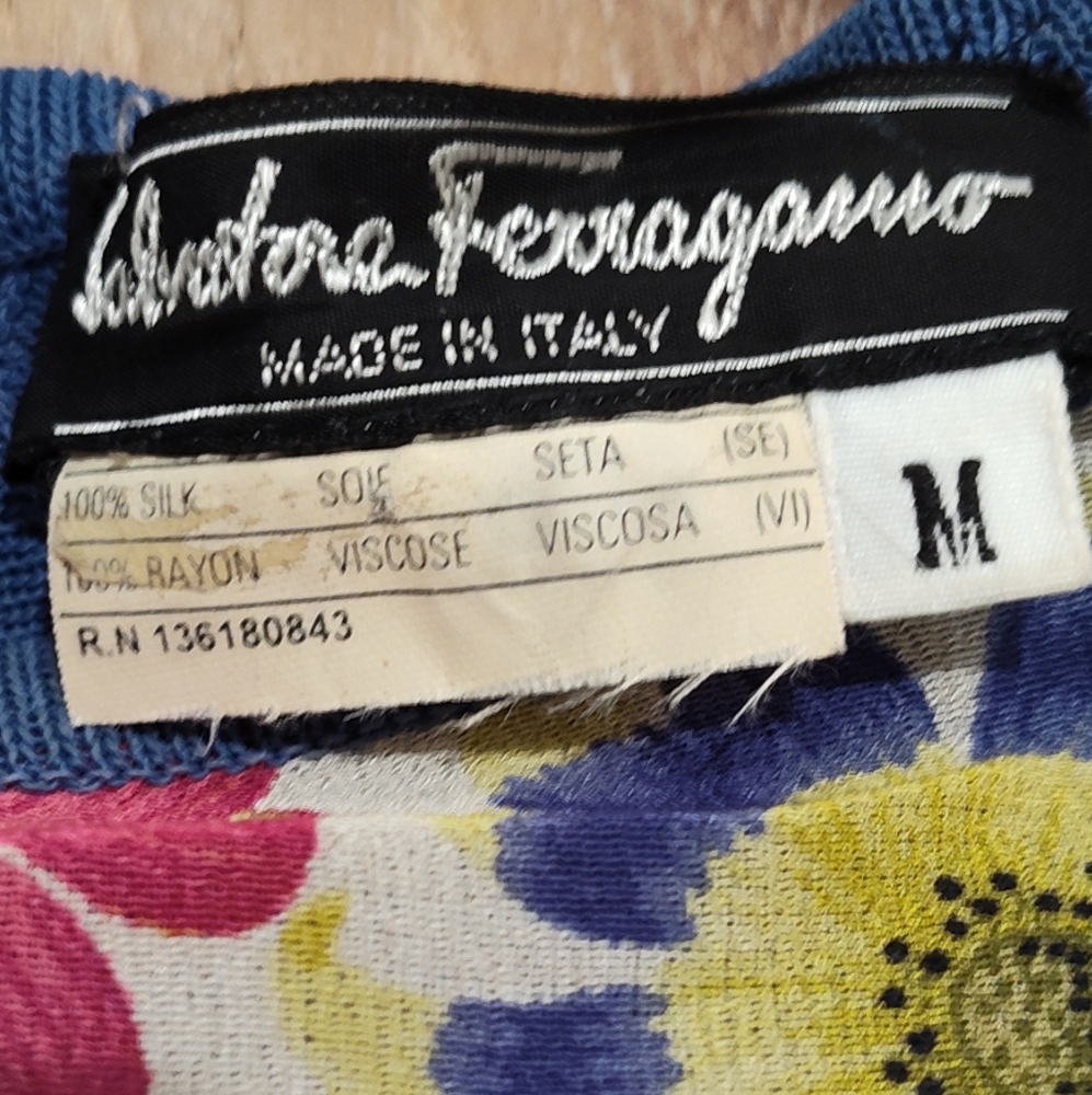 Salvatore Ferragamo Floral Front Knit Top in Black and Burgundy - Picture 8 of 10